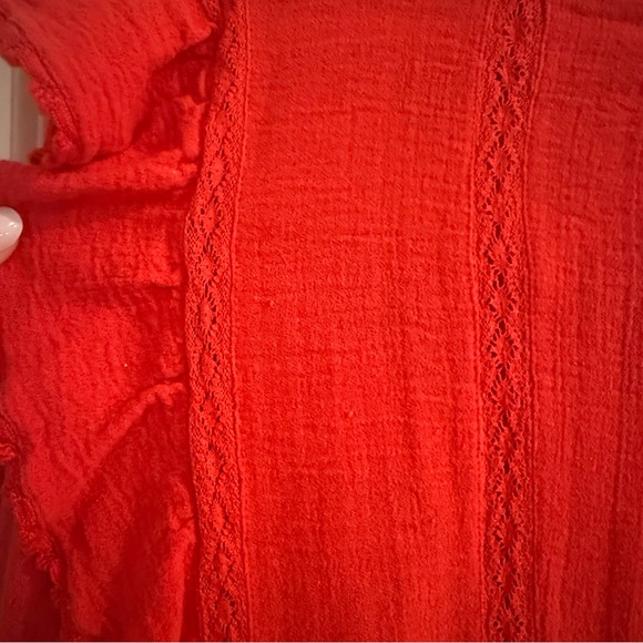 Free People Amy Red Floral Embroidered Cottagecore Top - Picture 10 of 11